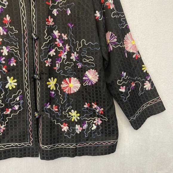 Drapers & Damons Embroidered Jacket Womens XL Asian Collar Floral Artsy Spring - Picture 5 of 16